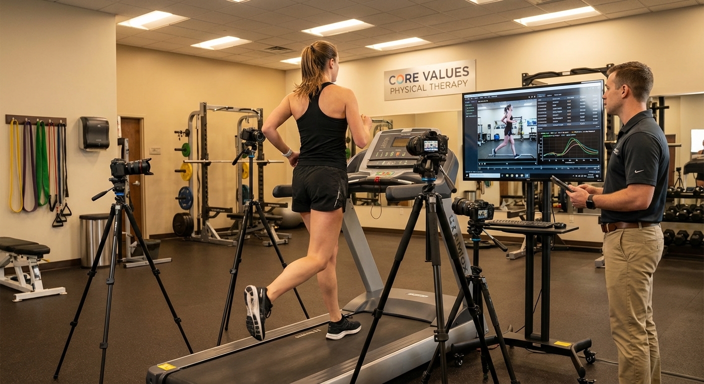 Patient undergoing gait analysis at a running physical therapy clinic in Orlando
