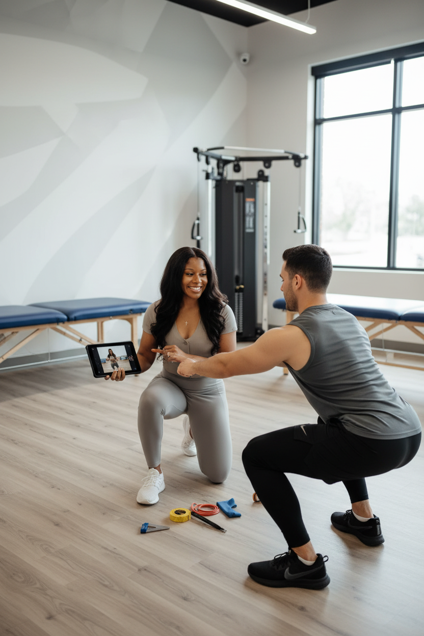 Patient working with a provider at a running physical therapy clinic in Winter Garden