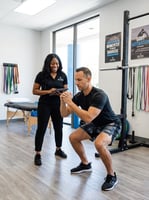 Runner undergoing gait analysis at a sports physical therapy clinic in Winter Garden